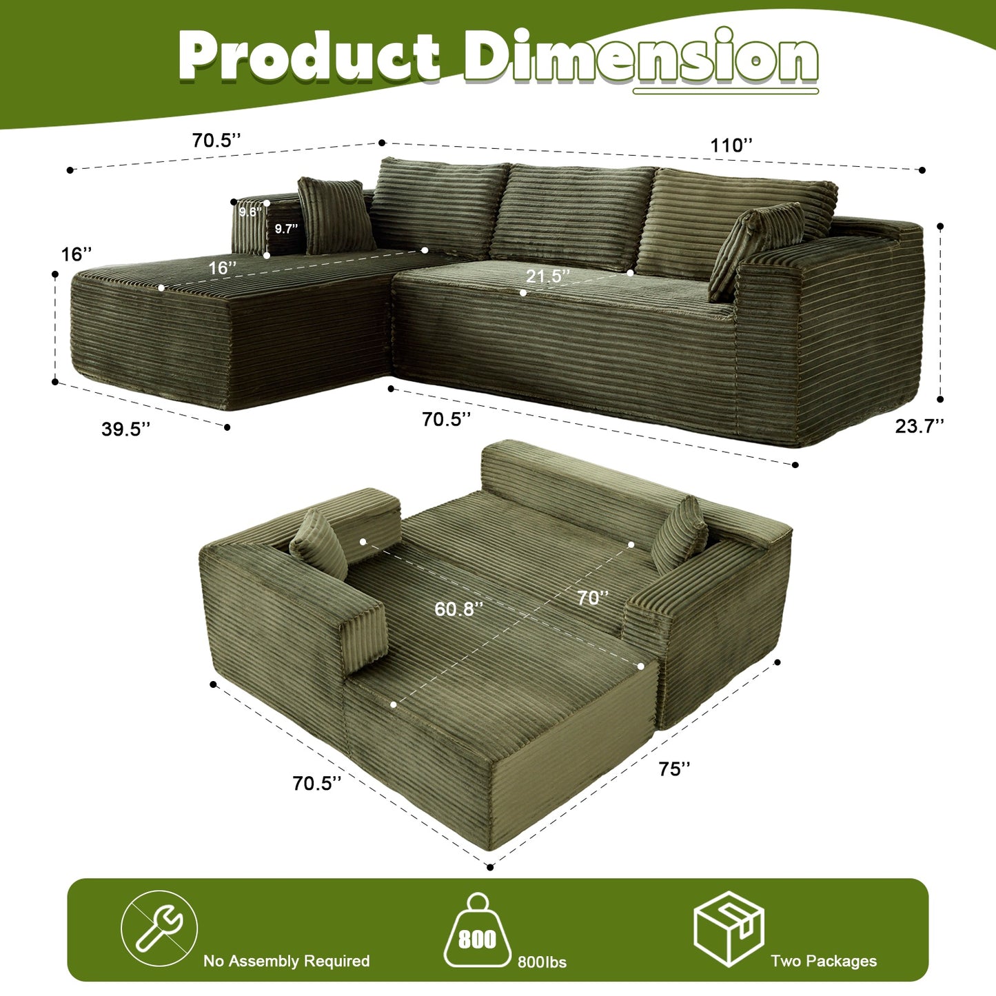 L-Shaped Compressed Sofa Bed
