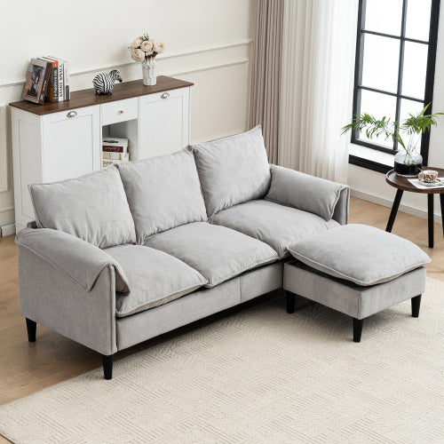 Sofa L-Shaped With Storage Footstool