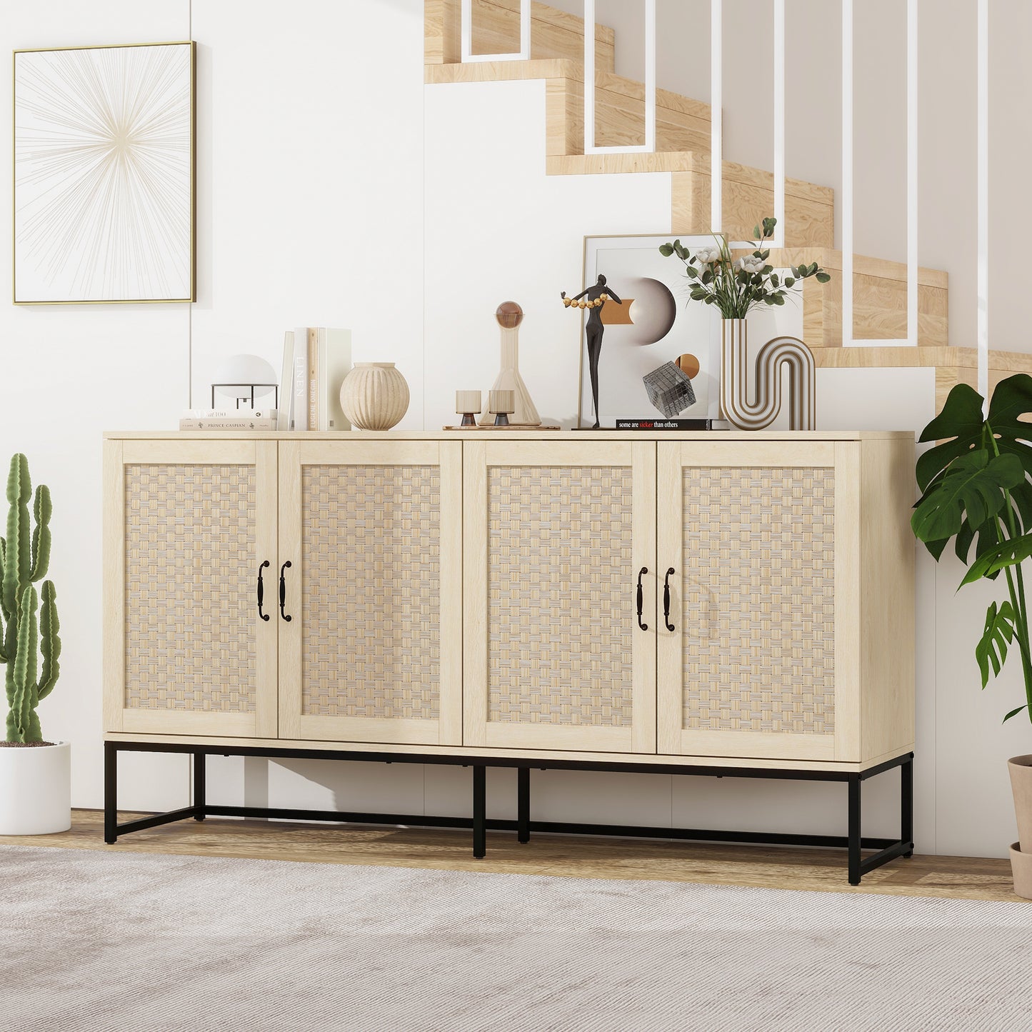 Surabaya: Rattan 4-Door Sideboard, Sideboard Buffet Storage Cabinet