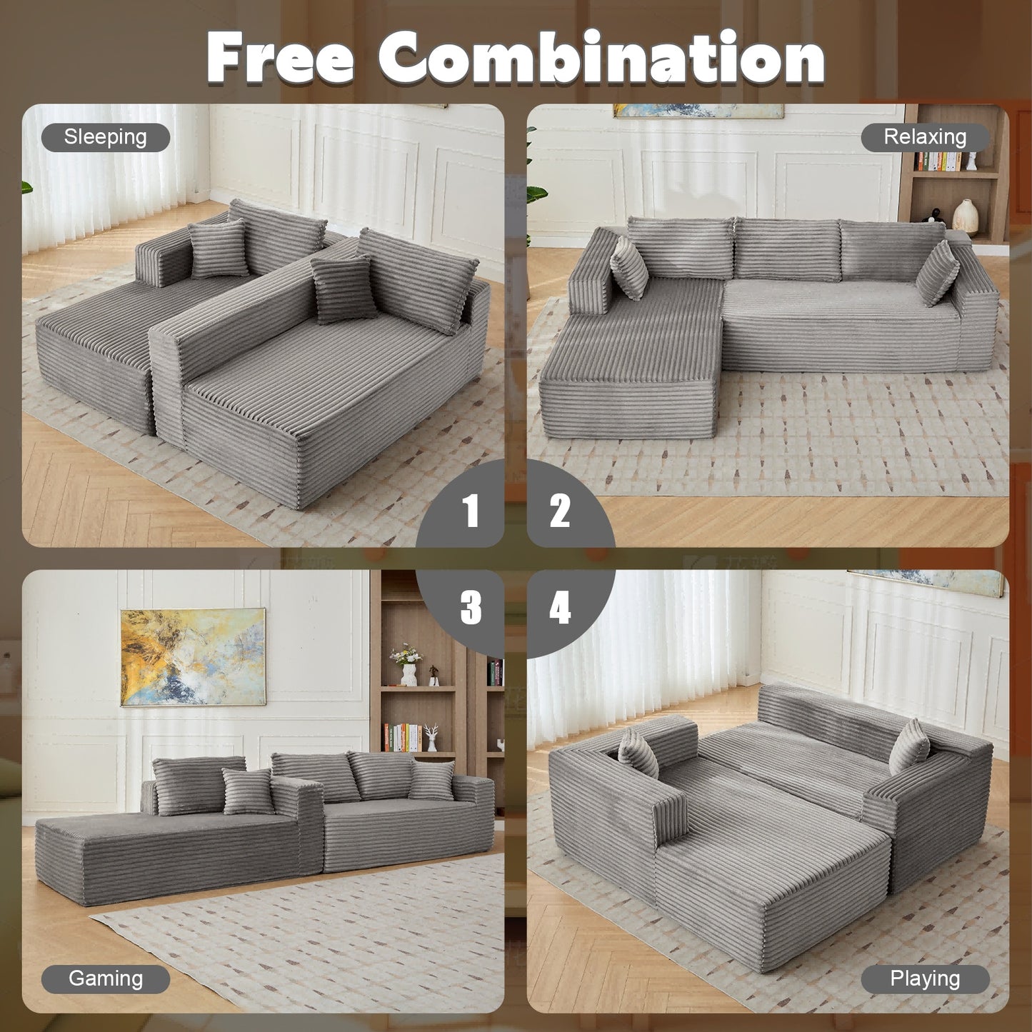 L-Shaped Compressed Gray Sofa Bed