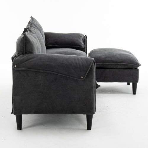 Sofa L-Shaped With Storage Footstool