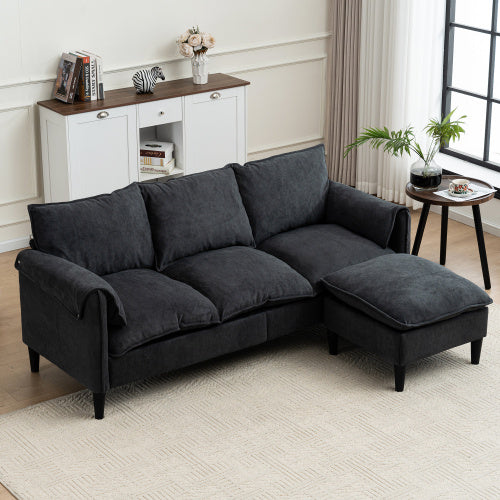 Sofa L-Shaped With Storage Footstool