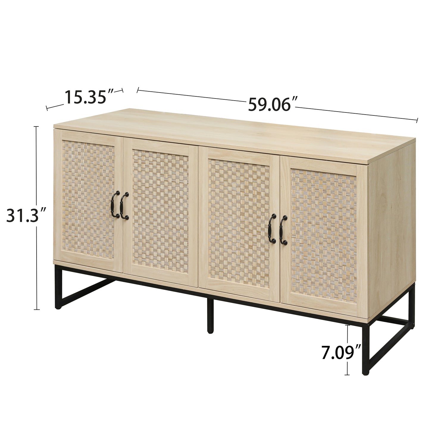 Surabaya: Rattan 4-Door Sideboard, Sideboard Buffet Storage Cabinet