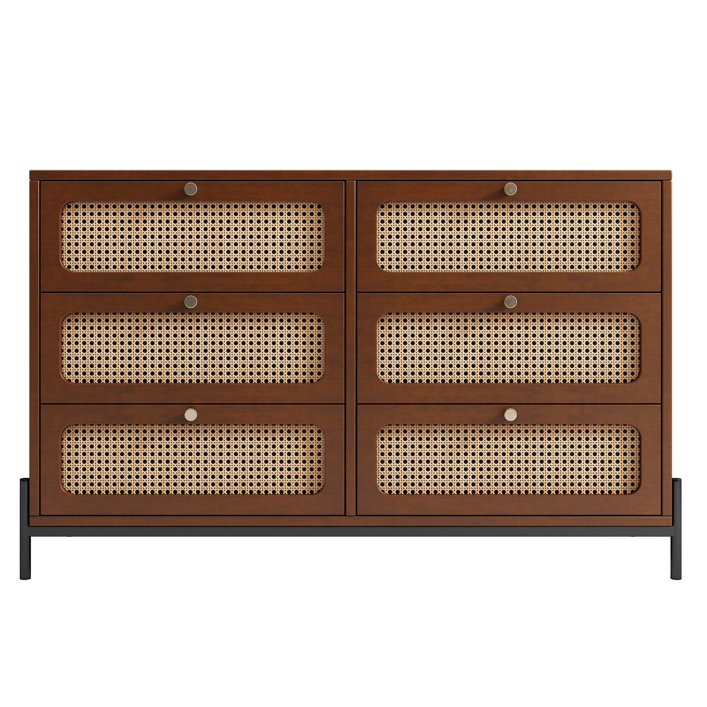 Modern hemp vine wood closet with 6 drawers, dressing table, wooden storage cabinet side panel, walnut wood