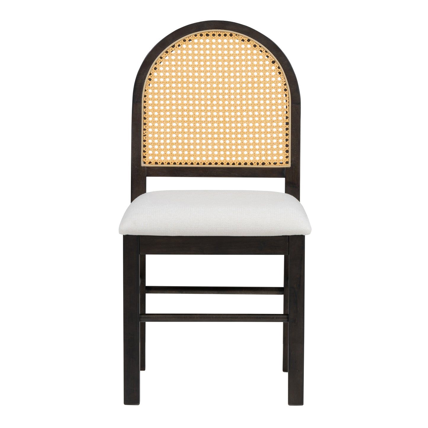 TREXM 5-piece retro functional cutlery set with 1 expandable dining table and 4 cushioned chairs with rattan backrests (espresso