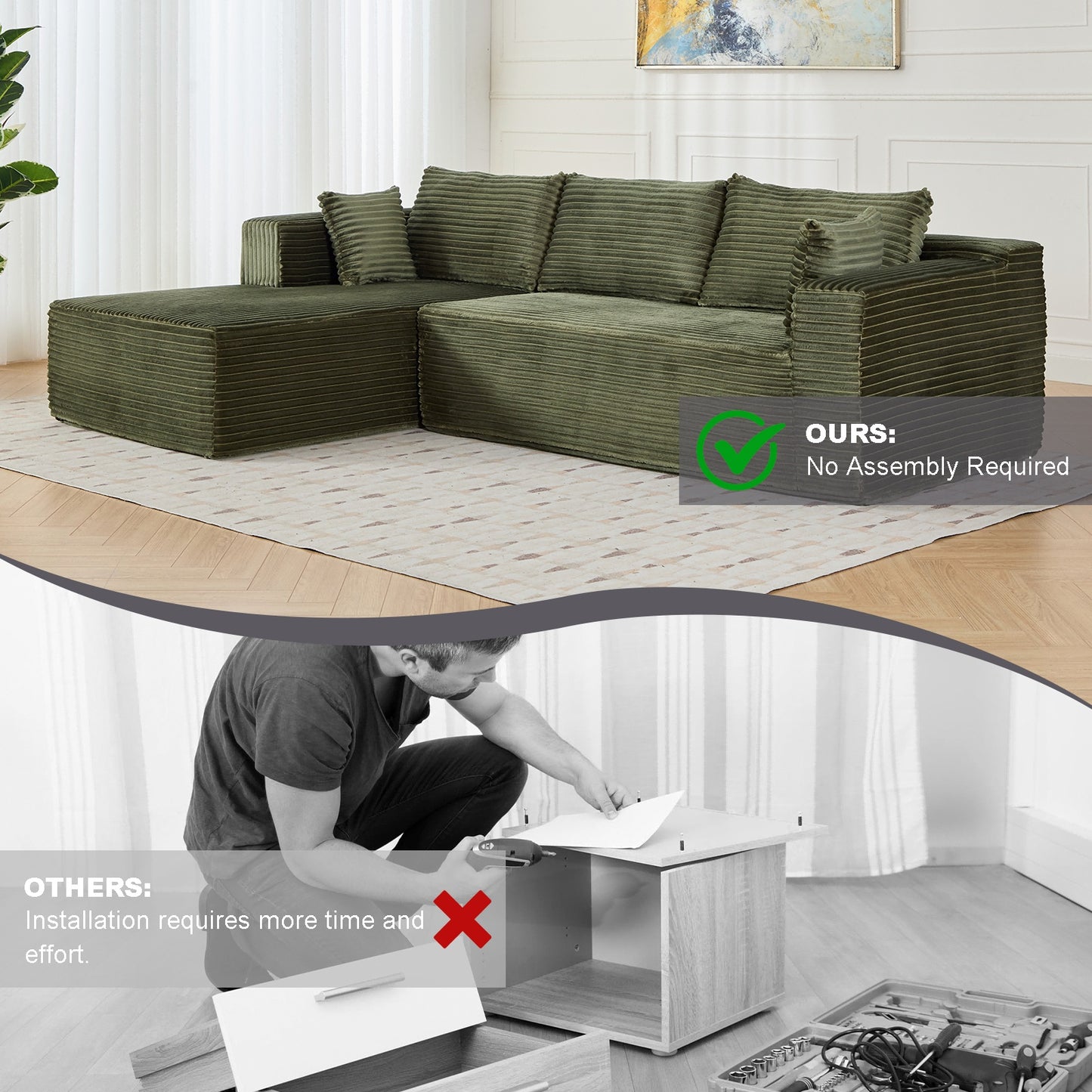 L-Shaped Compressed Sofa Bed