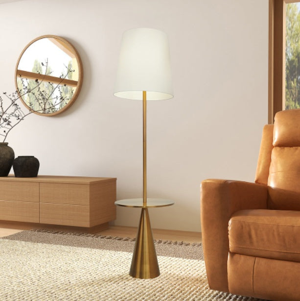 Lublin: Floor Lamp With Brass Accent Table